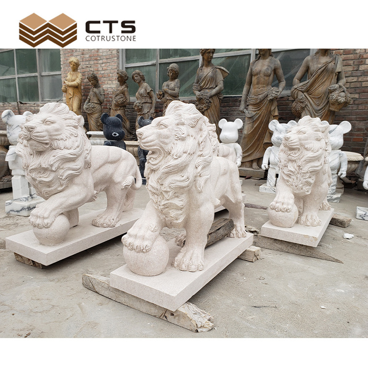 Lion Statues without Pedestal Best Price in Stock Garden Decorative Outdoor Marble Statues