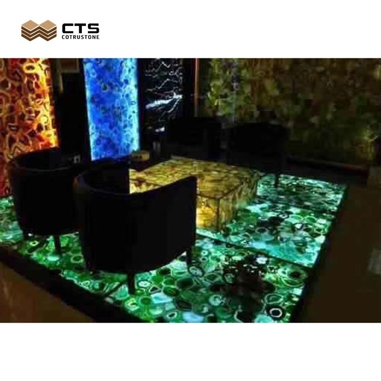 Luxury Customize Green Malachite Agate Transparent Marble Stone Slab Hotel Lobby Backlit