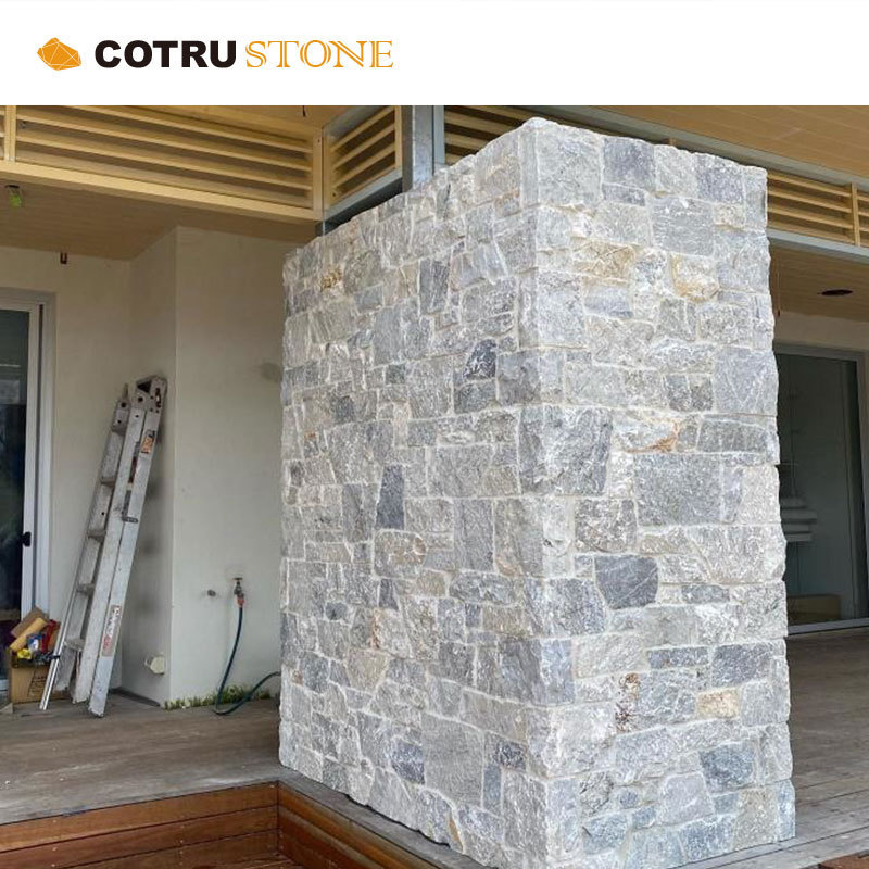 Exterior wall Culture Stone Random Shape Panels Tiles Light Grey Wall Cladding Slate Stone for Fireplace and Exterior Walls