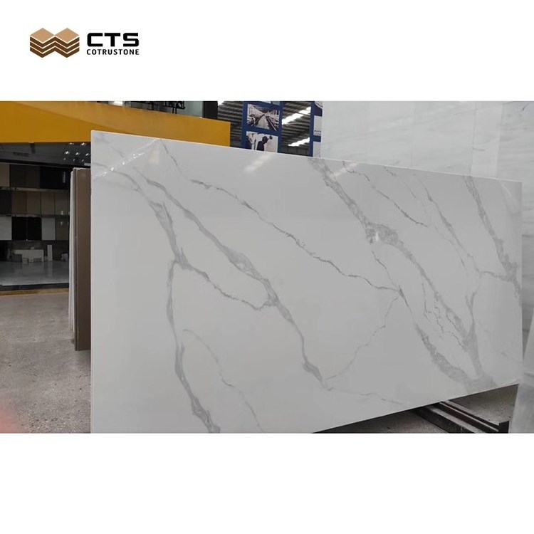 Cheap Price Supplier Polished 3.2m 1.6m Artificial Calacatta Stone Gold Modern Quartz Big Slab For Hotel