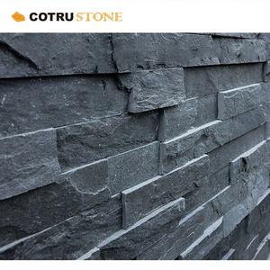 Suitable Price Irregular Honed Surface Black cultured stone outdoor slate loose stone exterior wall cladding panels tiles