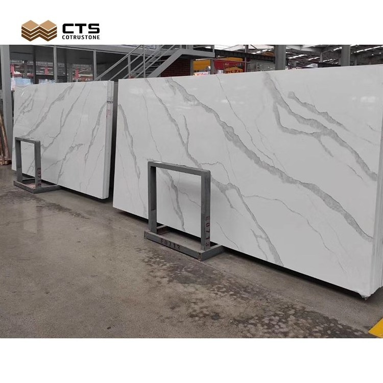 Cheap Price Supplier Polished 3.2m 1.6m Artificial Calacatta Stone Gold Modern Quartz Big Slab For Hotel