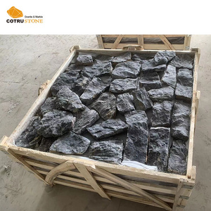 Pure Black China Cheap Exterior Wall Panel Irregular Shape Outdoor Limestone Cladding Tiles Natural Slate Flagstone Stone