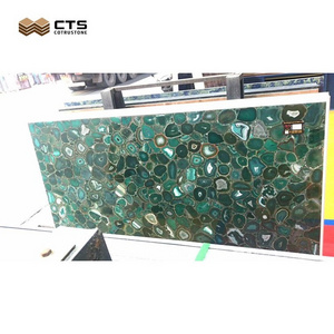 Luxury Customize Green Malachite Agate Transparent Marble Stone Slab Hotel Lobby Backlit