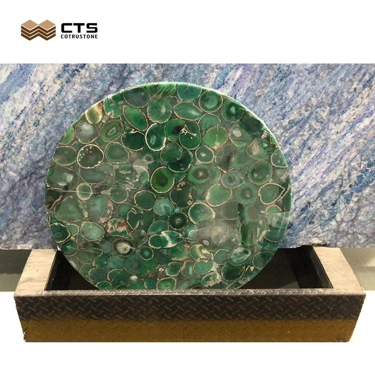 Luxury Customize Green Malachite Agate Transparent Marble Stone Slab Hotel Lobby Backlit