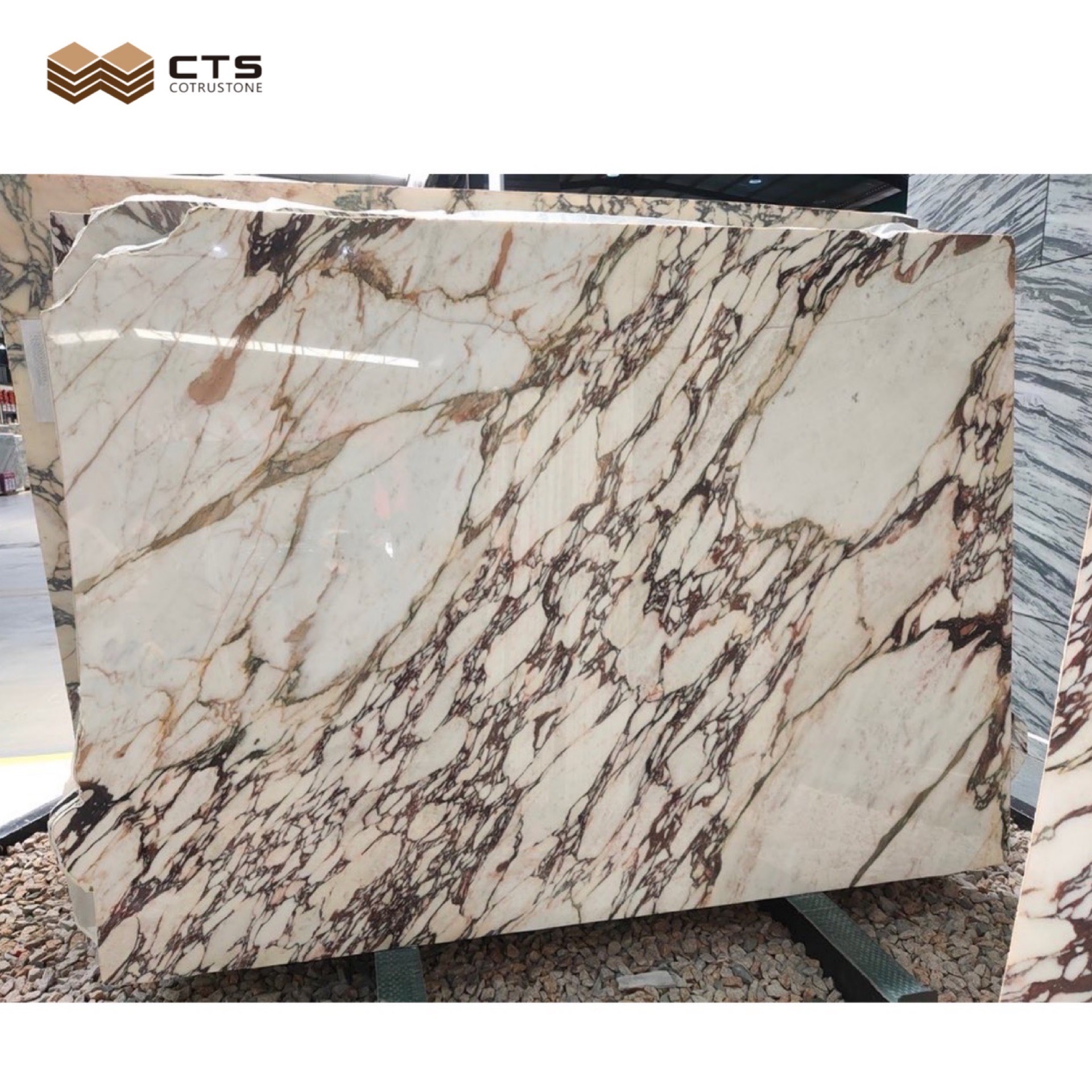 New Luxury Style Itaian Calacatta White Marble Slab Red Veins Natural Stone Slabs Counter Top