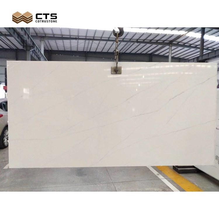 Cheap M2 Price Resin Epoxy Polished Surface Carrera White Panel Quartz Stone Sheets Tiles For Floor