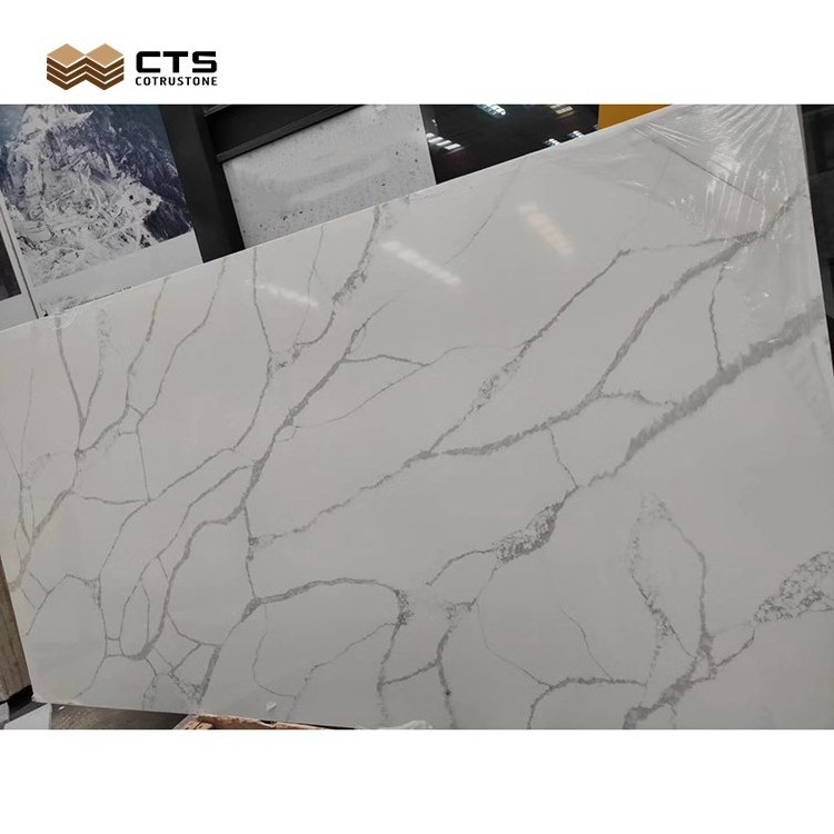 Cheap Price Supplier Polished 3.2m 1.6m Artificial Calacatta Stone Gold Modern Quartz Big Slab For Hotel