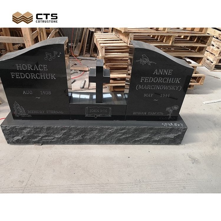 Cemetery Graphic Design Hand Carve American 5 Years Onsite Training Free Spare Parts Granite Guitar Headstone Black CTS