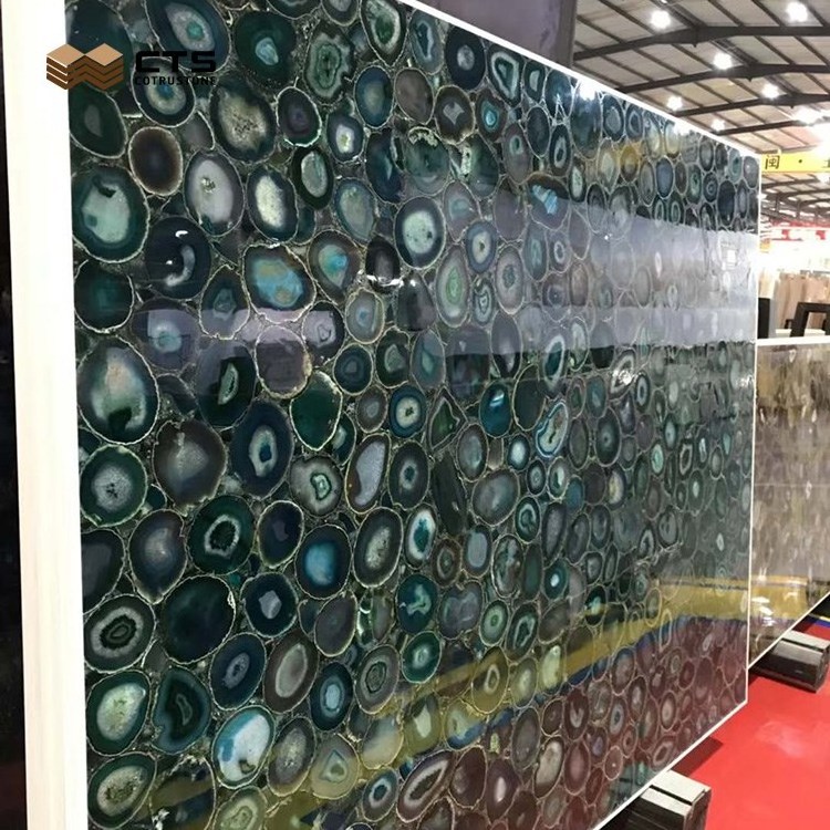 Luxury Customize Green Malachite Agate Transparent Marble Stone Slab Hotel Lobby Backlit