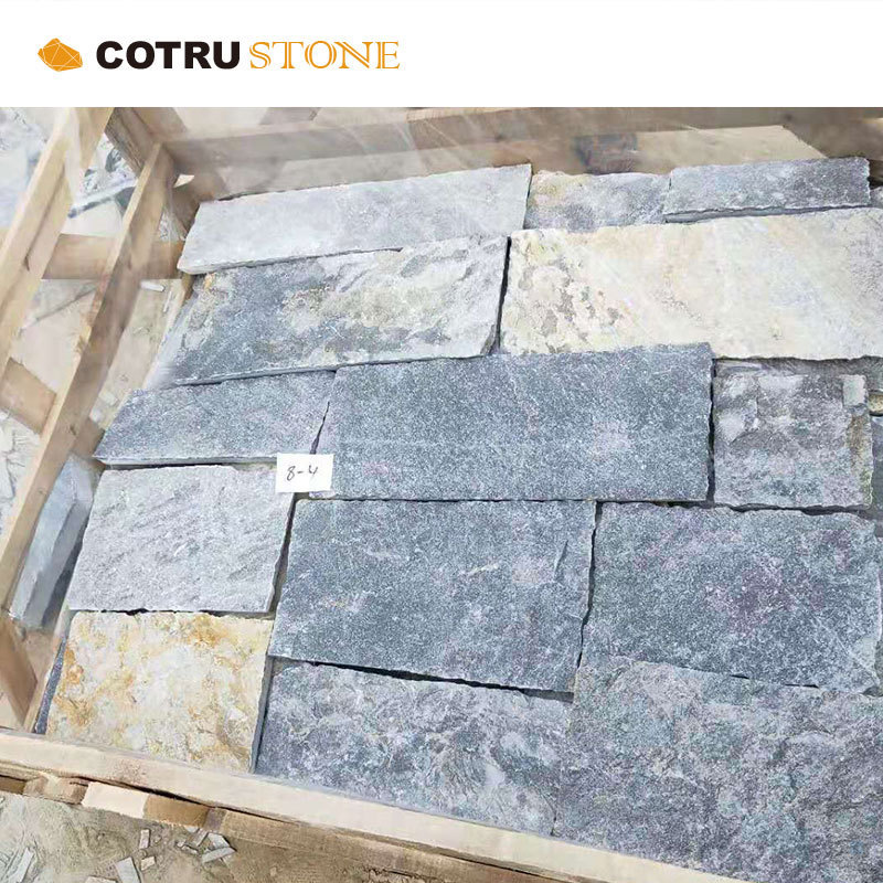 Exterior Veneer Slate Stone Panel Natural Stone Tiles Wall Cladding Blue Quartzite Culture Stone For Fireplace And Exterior Wall