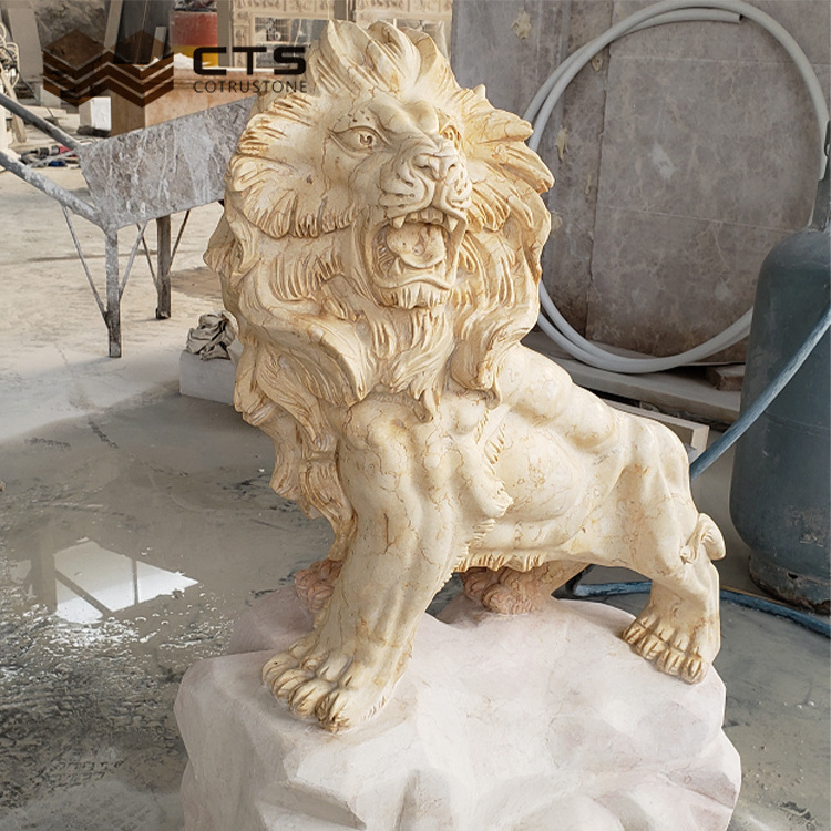 Lion Statues without Pedestal Best Price in Stock Garden Decorative Outdoor Marble Statues