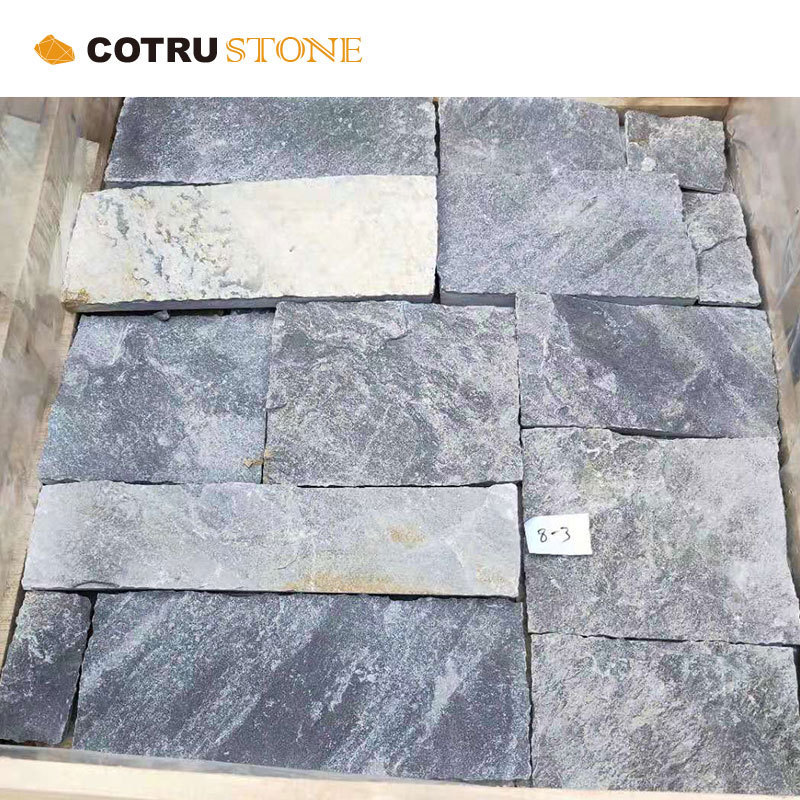 Exterior Veneer Slate Stone Panel Natural Stone Tiles Wall Cladding Blue Quartzite Culture Stone For Fireplace And Exterior Wall