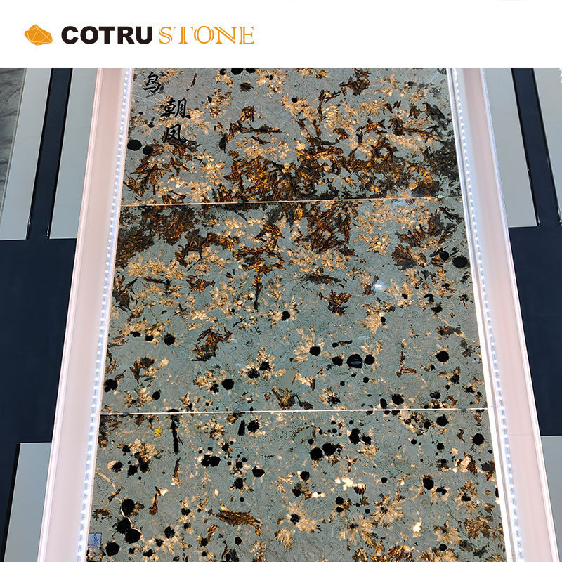 Custom Luxury Natural Stone Decor Slabs Everest White Granite Peacock For Indoor Wall Decoration Panel And Tiles Stone Veneer