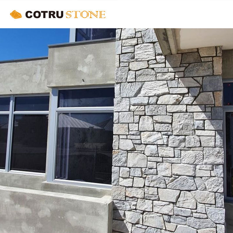 Exterior wall Culture Stone Random Shape Panels Tiles Light Grey Wall Cladding Slate Stone for Fireplace and Exterior Walls