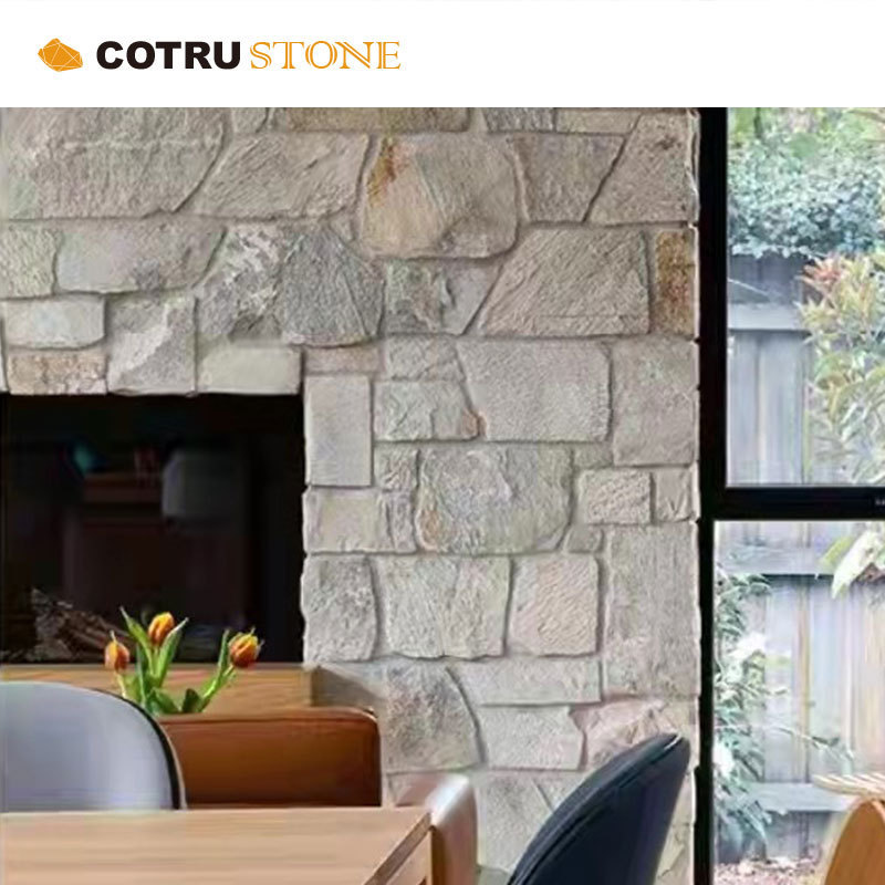 Exterior wall Culture Stone Random Shape Panels Tiles Light Grey Wall Cladding Slate Stone for Fireplace and Exterior Walls