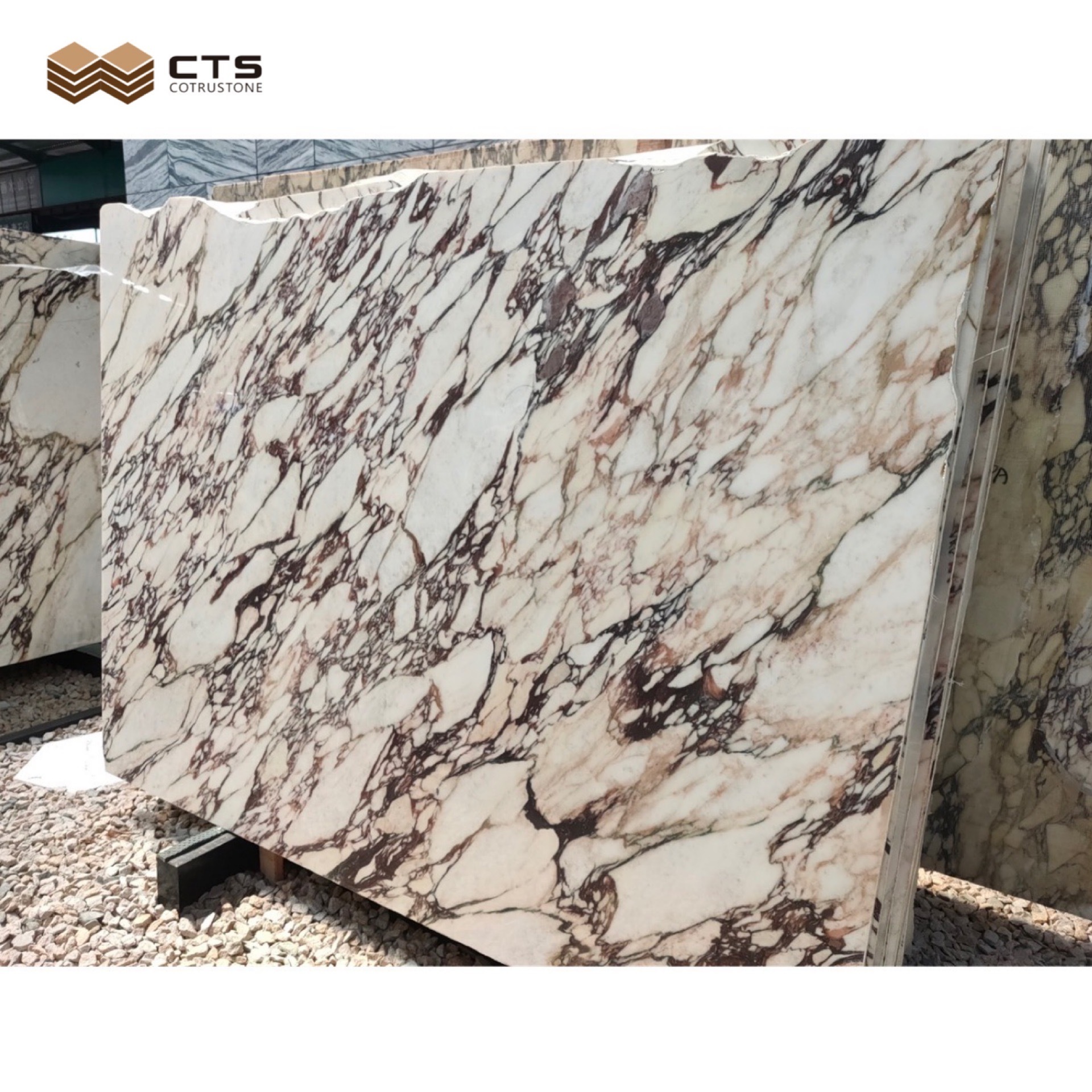 New Luxury Style Itaian Calacatta White Marble Slab Red Veins Natural Stone Slabs Counter Top