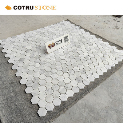 High Quality New Design Luxury White Marble Carrara Cotrustone Hexagon Mosaic For Bathroom Tile Kitchen Backsplash Wall