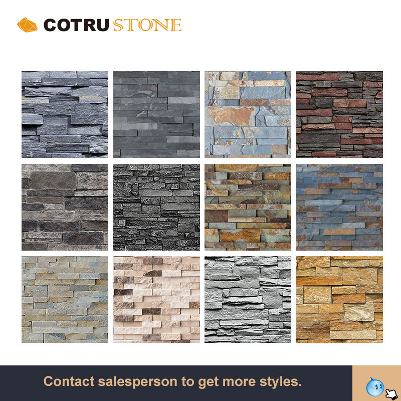 Suitable Price Irregular Honed Surface Black cultured stone outdoor slate loose stone exterior wall cladding panels tiles