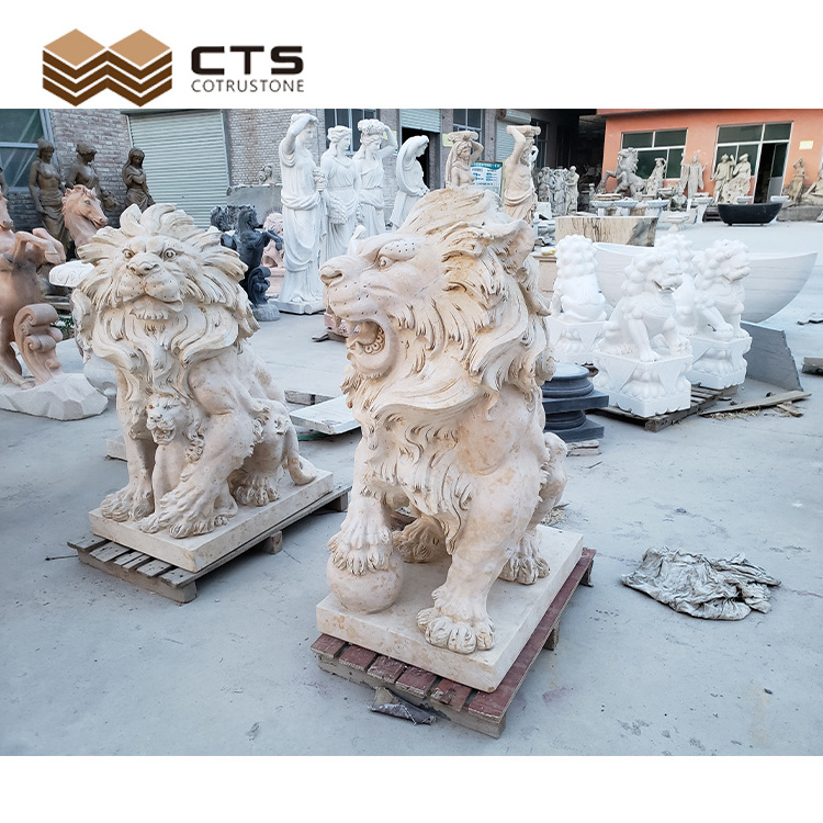 Lion Statues without Pedestal Best Price in Stock Garden Decorative Outdoor Marble Statues