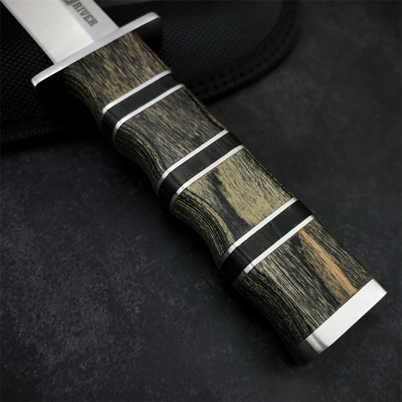 Wholesale Colored Wood Handle Fixed Blade Knife Camping Full Tang Hunting Knife with Nylon Sheath