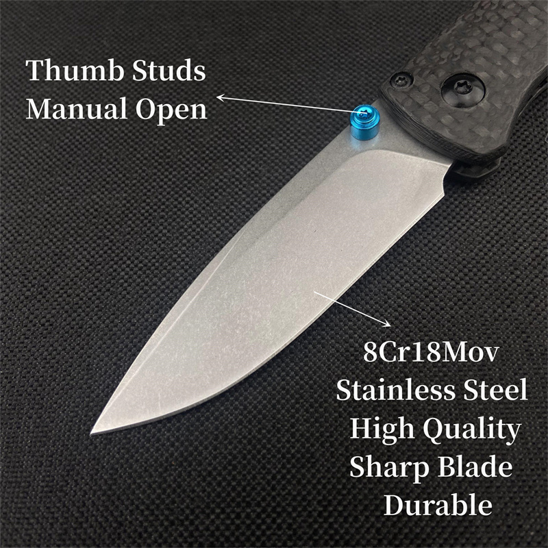 533-3 Mini Bugout Carbon Fiber Handle Pocket Knife Camping Tactical Hunting EDC Folding Knives