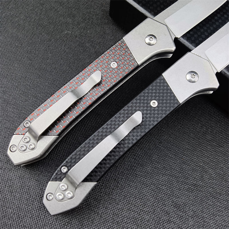 Outdoor G10 Carbon fiber Handle Pocket Knife D2 Blade Tactical EDC Camping Hunting Folding Knives