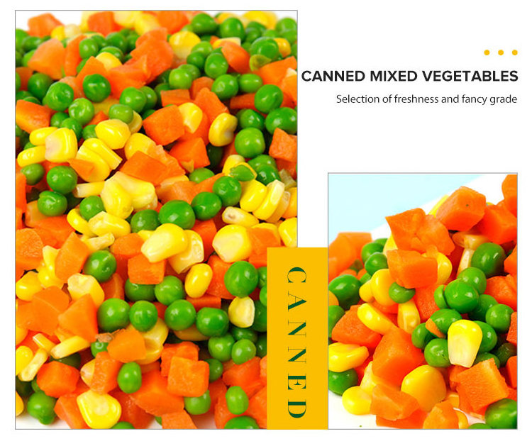 New Crop Fresh Cheap Canned Mixed Vegetables Food with Carrot and Green Peas