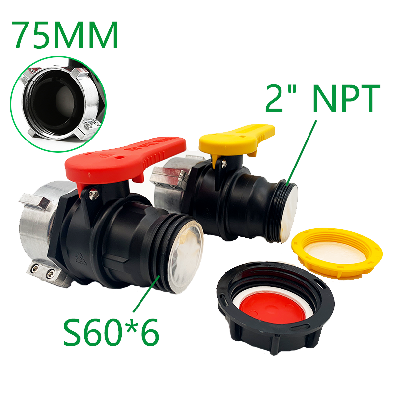 CT Coupling  IBC  Safety Tote Water Drain Tank  Adapter Ball Valve With Fine Thread Factory PP Material 2'' Inch X 75 MM