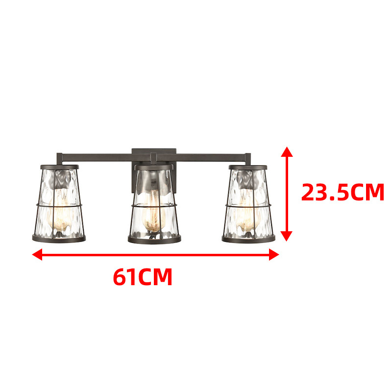 Indoor Luxury Lighting Fixtures Oil Rubbed Bronze Framed Steel Base Clear Water Glass Shade Warm White Light Wall Sconce Lamp