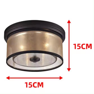 Mercury Glass Shade 120w Double Bulbs Ceiling Light Oil Rubbed Bronze Framed Surface Mounted Switch Control Ceiling Lamp