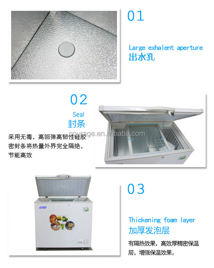 BD-238 Single Top Foaming Door Freezer deep freezer with lock&key double door freezer