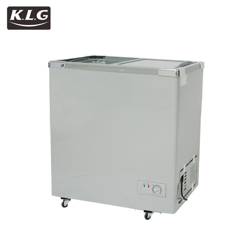 Ice cream roll sliding glass door freezer with lock and key