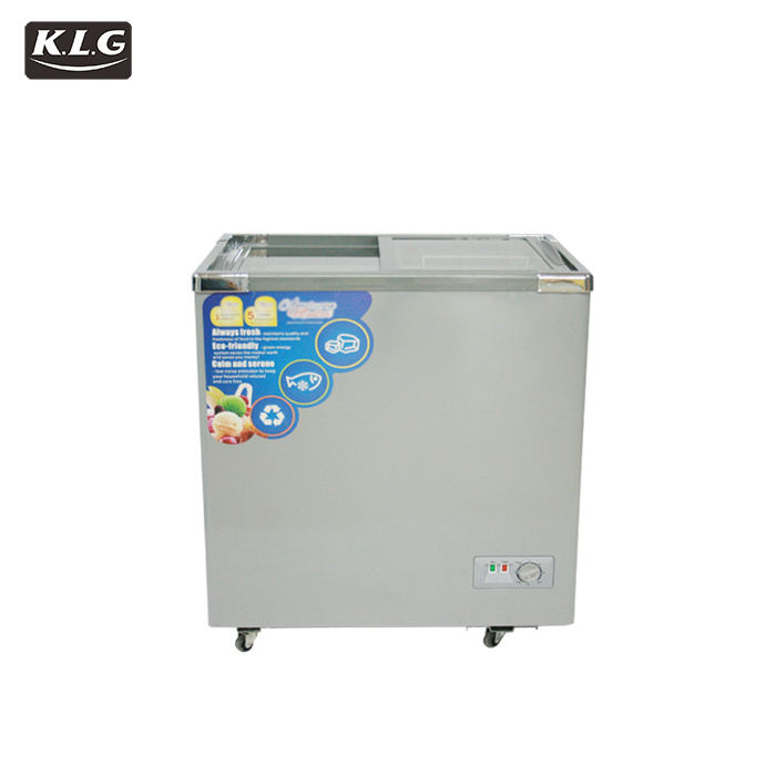 Ice cream roll sliding glass door freezer with lock and key