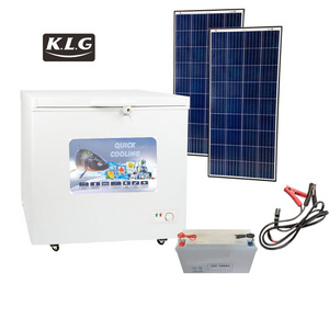 BD-208DC 12v/24v Solar deep chest freezer using car bicycle with solar panel and battery freezers