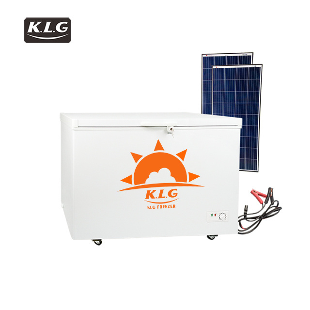 BD-208DC 12v/24v Solar deep chest freezer using car bicycle with solar panel and battery freezers