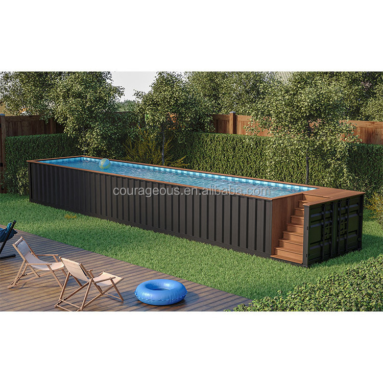 container swimming pool 20ft 40ft prefab houses with pool container pool