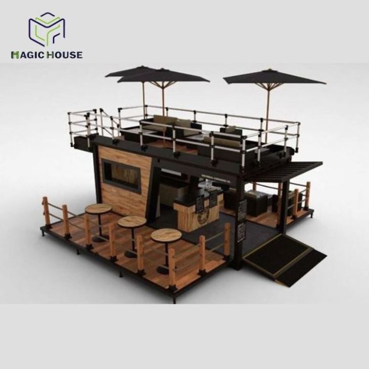 Portable Full Made Tiny Foldable Expandable Prefabricated Bar Cafe Coffee Container Shops House With Equipments