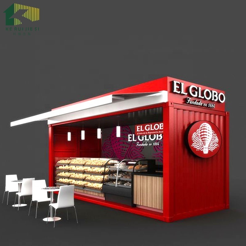 Pop up modern customized shipping container coffee bar restaurant  prefabricated  with sliding door