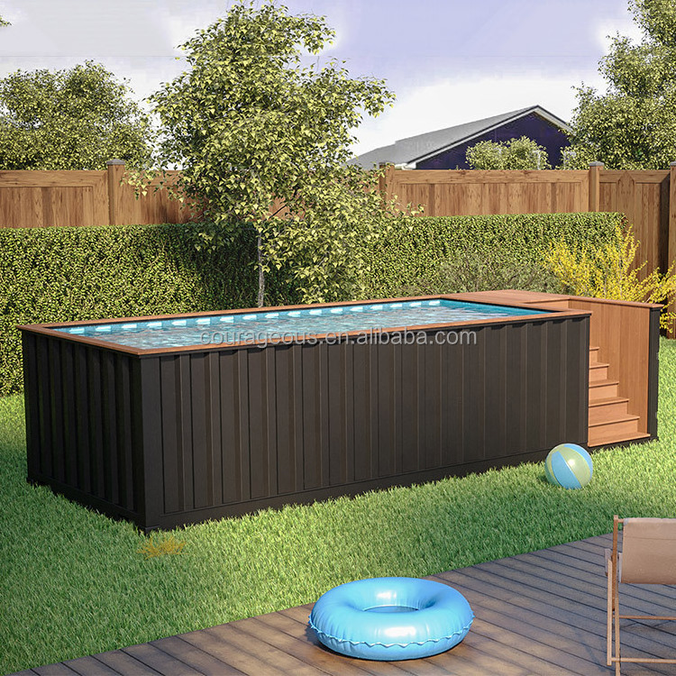 container swimming pool 20ft 40ft prefab houses with pool container pool