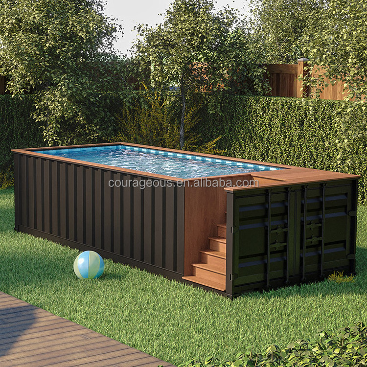 container swimming pool 20ft 40ft prefab houses with pool container pool