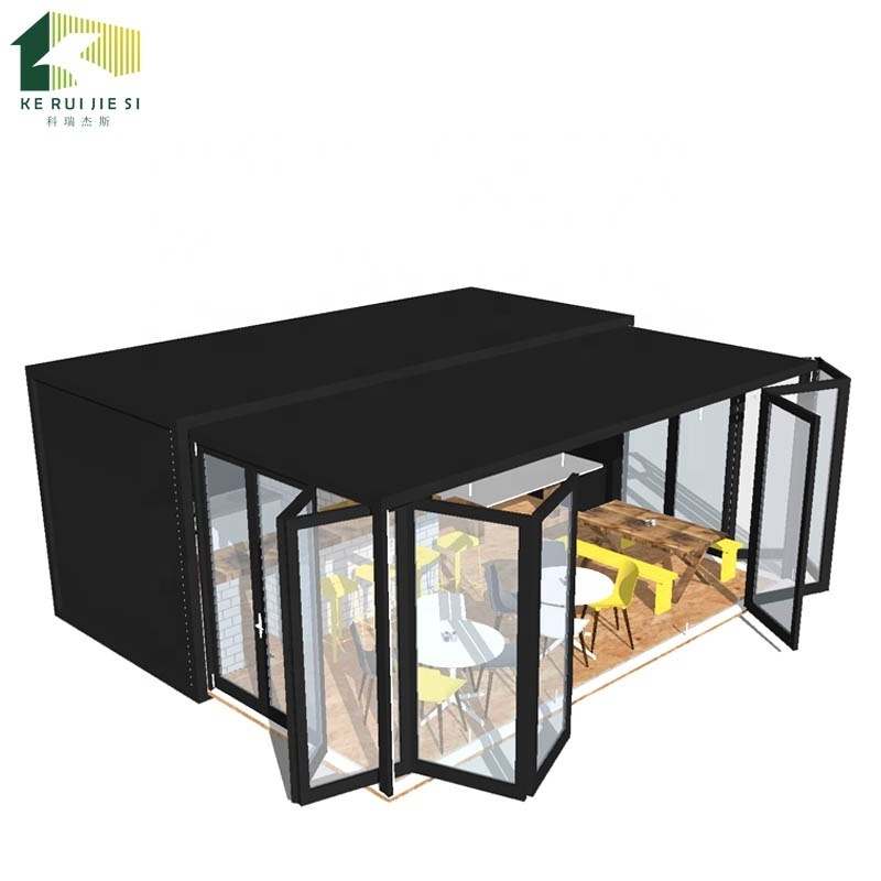 Pop up modern customized shipping container coffee bar restaurant  prefabricated  with sliding door