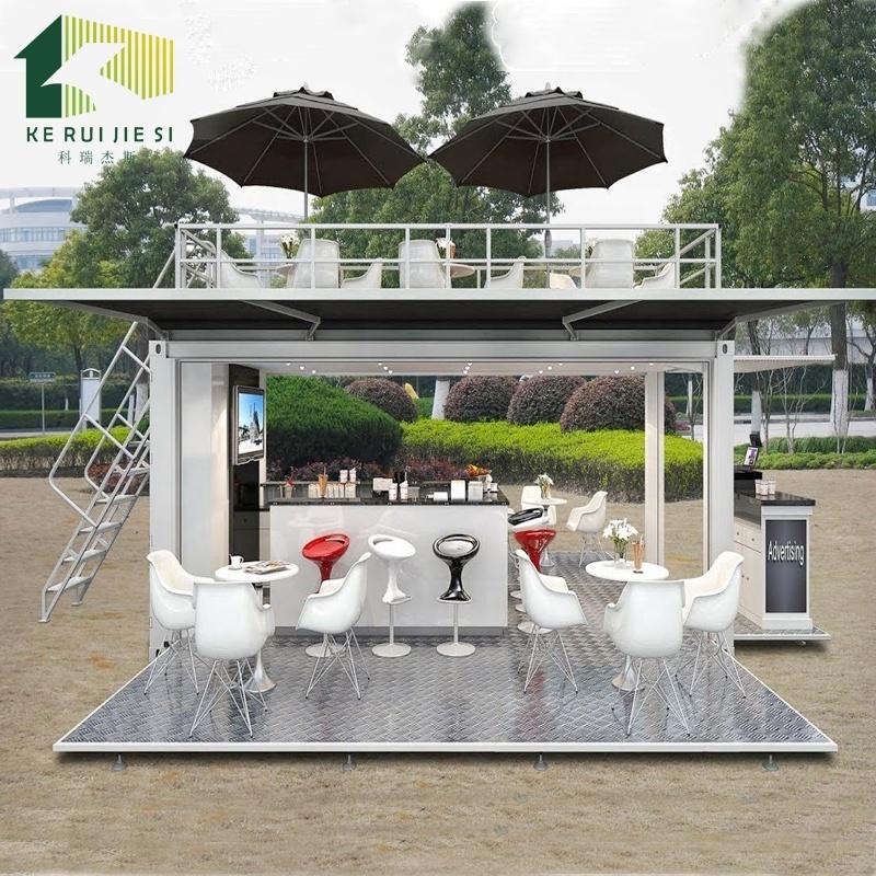 Hydraulic system 20ft shipping container coffee shop, Outdoor fast food kiosk , Restaurant, mobile kitchen