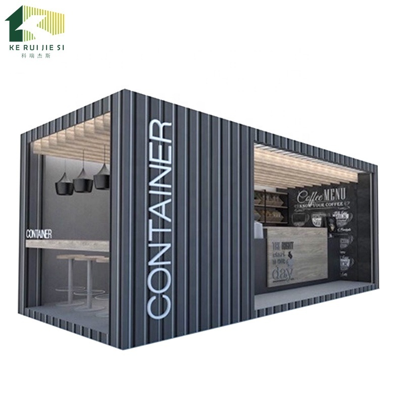 Pop up modern customized shipping container coffee bar restaurant  prefabricated  with sliding door