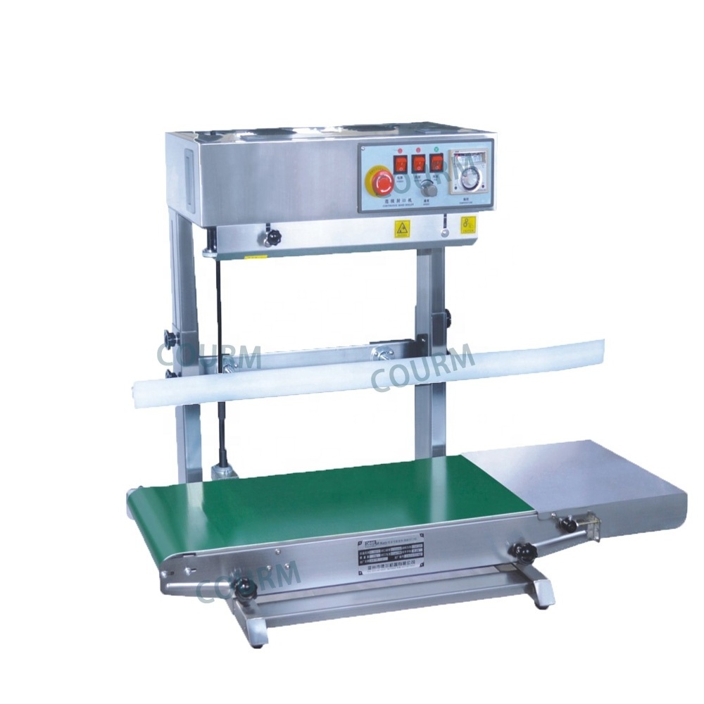 FR450 vertical automatic commercial rice bag vacuum plastic bag stainless steel continuous thermoplastic sealing machine