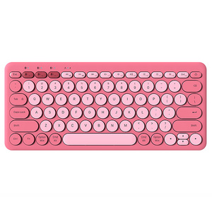 78 Keys Retro Round Keys Colorful Cute Keyboard 2.4GHz Bluetooth Wireless Keyboard for Computer PC Laptop Pink Mini Keyboard