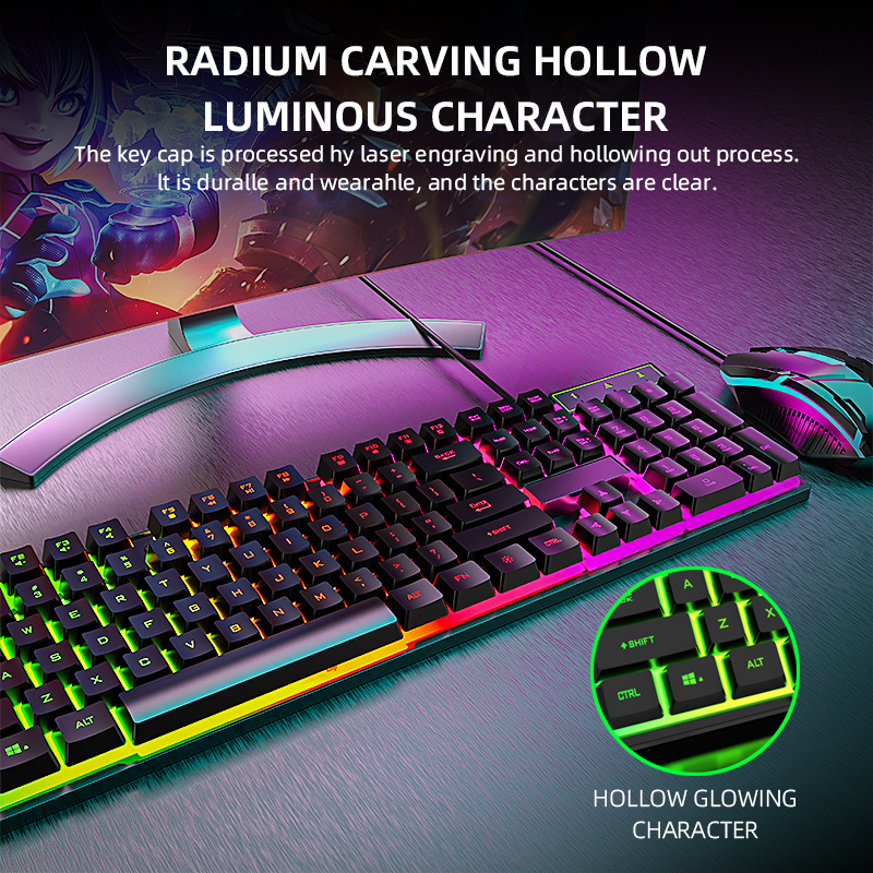 Hot Sale Gaming Keyboard Mouse Combo Backlit USB Wired Teclado y mouse de juego Gamer Gaming Keyboard and Mouse Combos