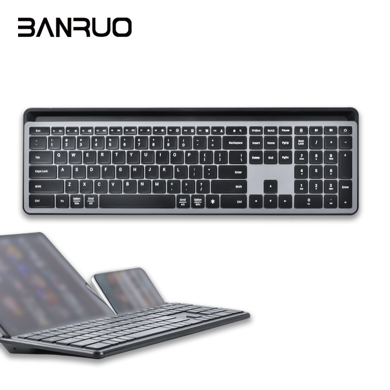 2.4G Wireless Silent Keyboard Ergonomic Russian Full Size Phone Holder Gaming Computer Office Silent Bluetooth Wireless Keyboard