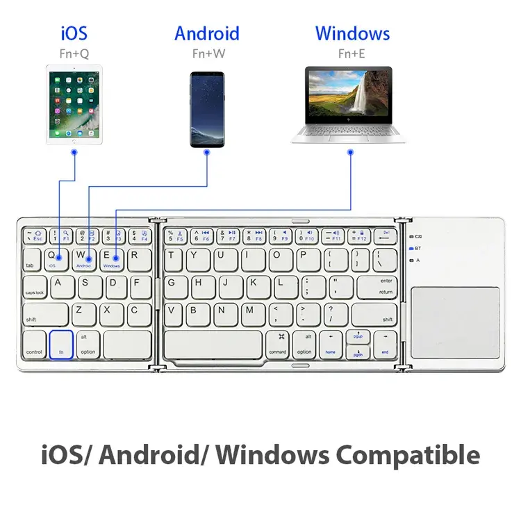 Hot Sale Slim Wireless Bluetooth Keyboard Ultra Thin Foldable Keyboard for Touchpad Tablet PC Portable Mini Folding Keyboard