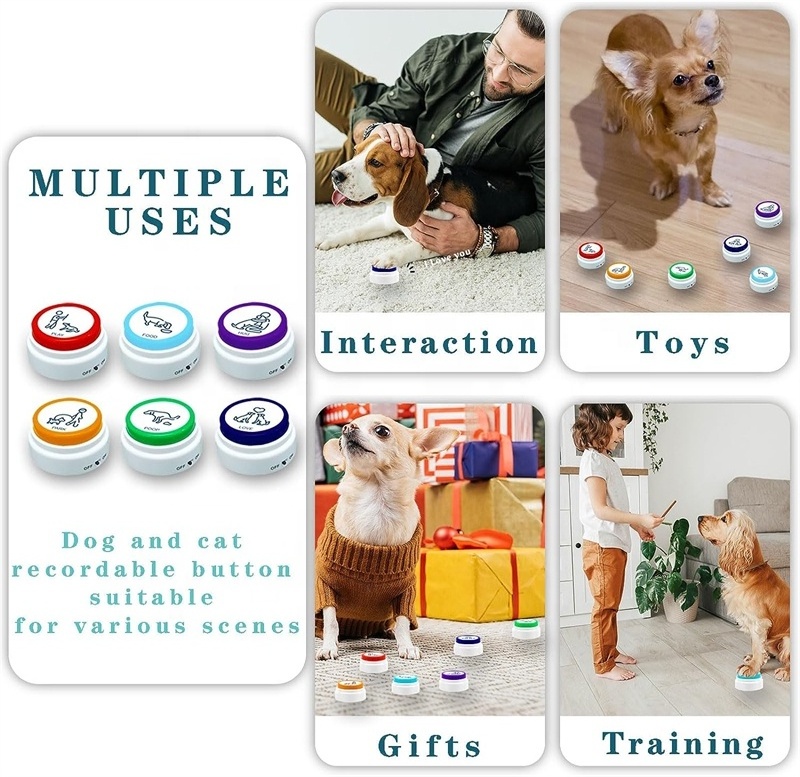 Factory Wholesale  Hot Selling Small Dog Talking Buttons Recordable Dog Training Sound Button Dog Buttons for Communication